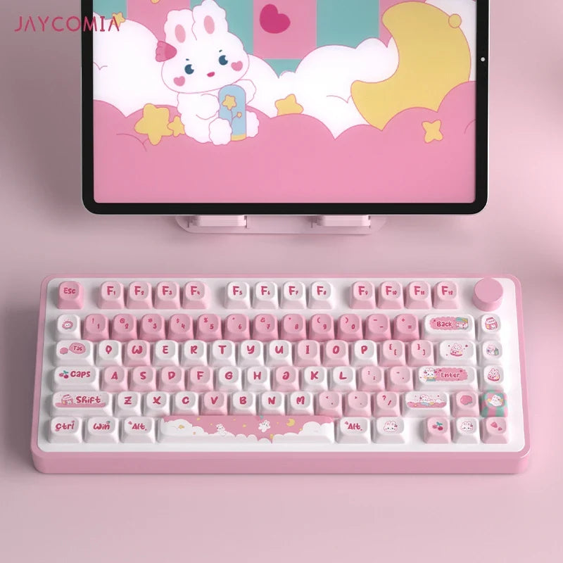 MOA mignon Keycaps PBT colorant sous Keycap Snack lapin pour Cherry Mx commutateur clavier mécanique jeu GMK67 clavier Kit touches casquettes