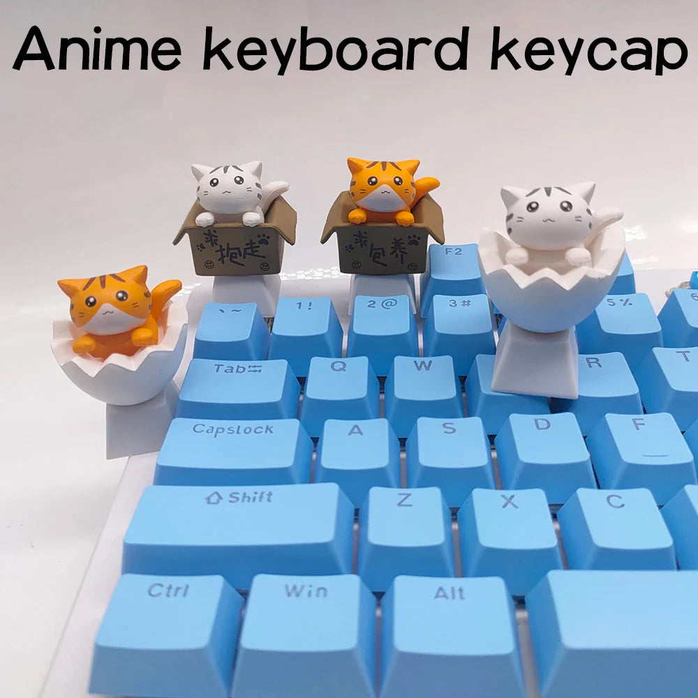 Προσαρμόστε το πληκτρολόγιό σας με Cute Keycaps Cat - Αξεσουάρ PBT Axis Cherry MX Artisan Anime Pink Kawaii