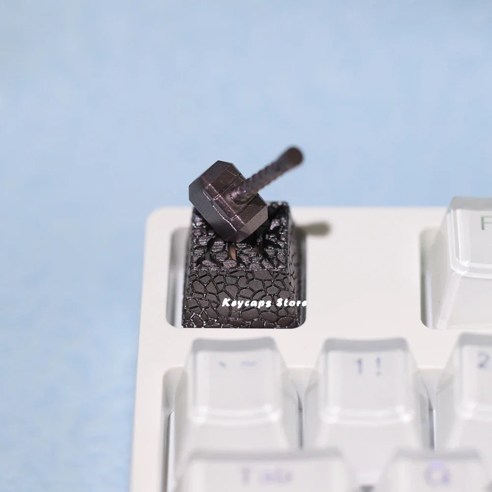 Capuchons de touches 2 en 1 en résine Thor Hammer, pour interrupteur MX, mécanique, classique, rétro, Transparent, costume, bouton Esc, personnalisés
