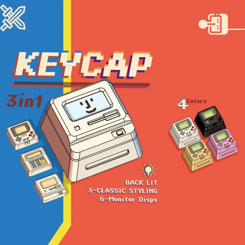 K-04 Πλήκτρα πληκτρολογίου 3 σε 1 για μηχανικά κλασικά ρετρό χαριτωμένα διαφανή μπρελόκ Κοστούμια με χαριτωμένα κουμπιά εξατομικευμένα πλήκτρα