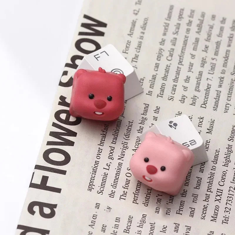 Dễ Thương 3D Hải Ly Keycaps Nhựa Sáng Tạo Nhân Vật Hoạt Hình Cơ Phụ Kiện Kawaii Động Vật Hồng Keycaps Bé Gái