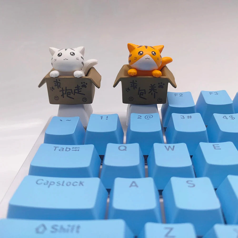 Προσαρμόστε το πληκτρολόγιό σας με Cute Keycaps Cat - Αξεσουάρ PBT Axis Cherry MX Artisan Anime Pink Kawaii
