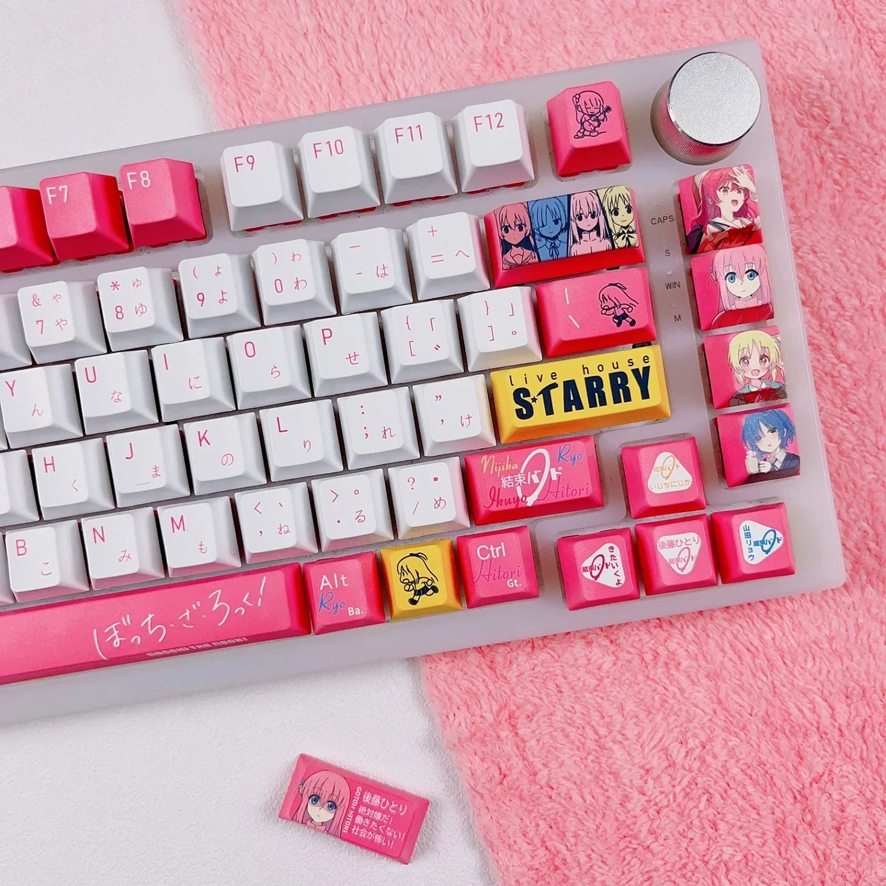 Keycaps Anime Hitori Gotoh 138 touches PBT colorant sous-lit dessin animé jeu touches casquettes BOCCHI THE ROCK rétro-éclairé Keycap pour la disposition ANSI