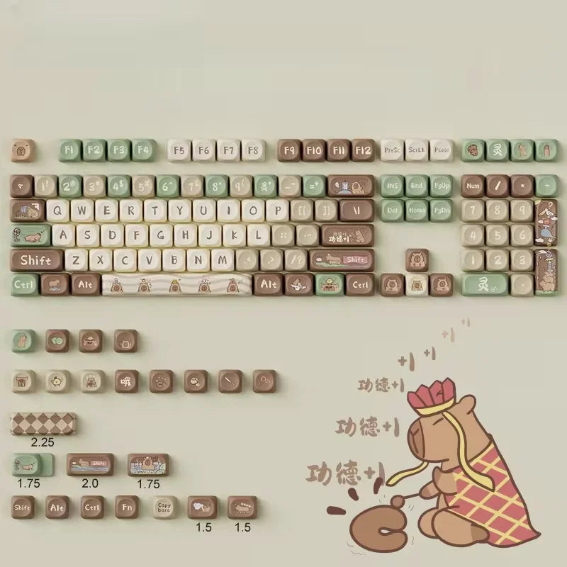 Capybara Anime Keycap Moa Προφίλ Pbt Cute Keycaps 131key Cartoon Artisan Key Caps Point Cap Keyboard Cap Mechanical Keyboard Gamer