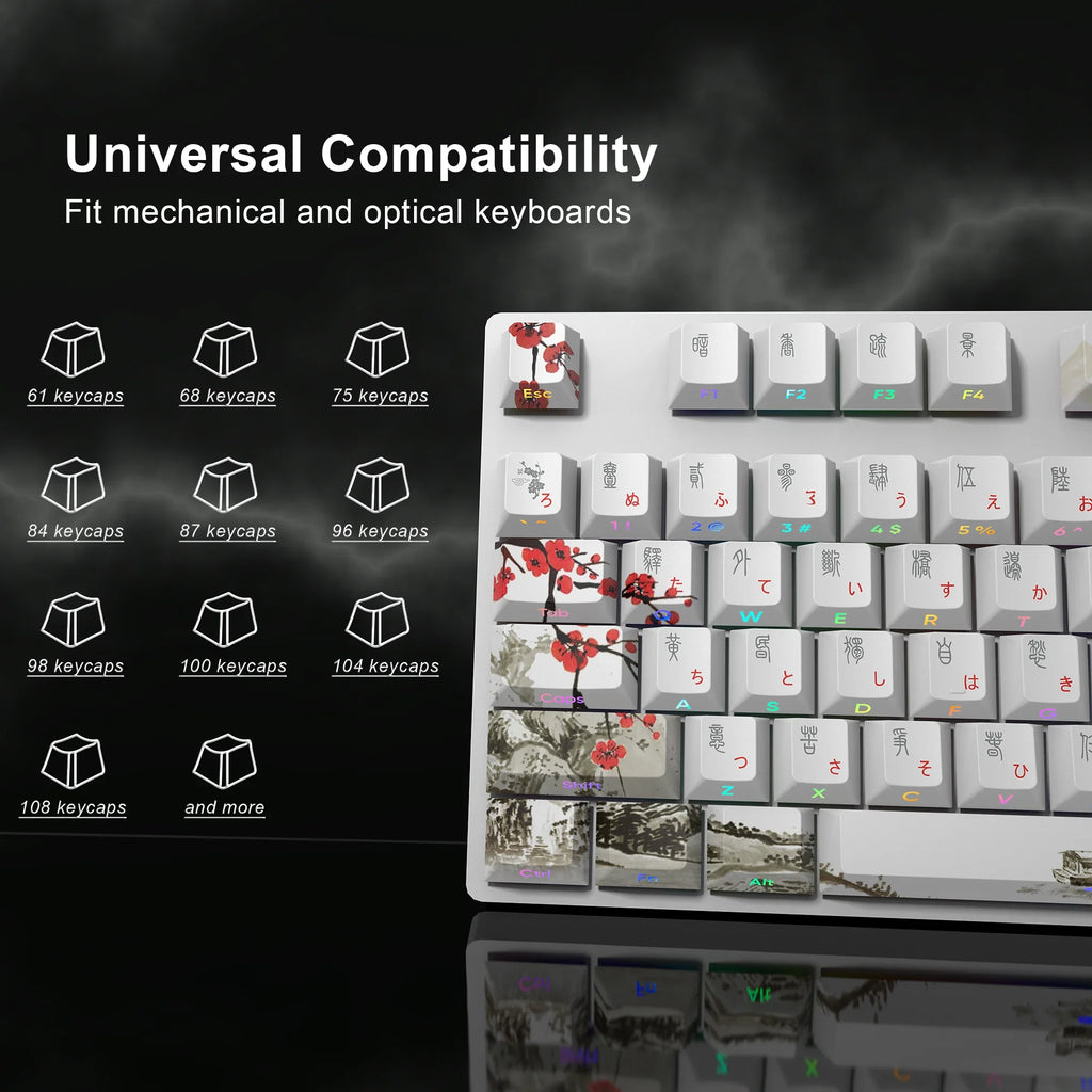 Plum Blossom Double Shot Copritasti PBT Cherry Profile Retroilluminato Keycap per tastiere da gioco meccaniche GMK67/68/75/87/980/104