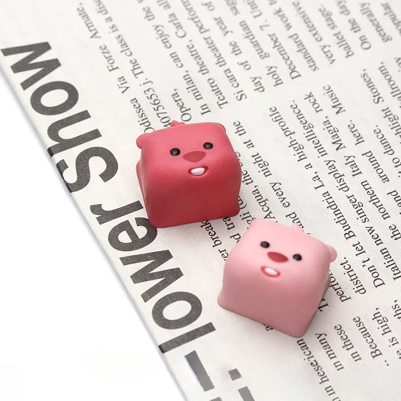 Dễ Thương 3D Hải Ly Keycaps Nhựa Sáng Tạo Nhân Vật Hoạt Hình Cơ Phụ Kiện Kawaii Động Vật Hồng Keycaps Bé Gái