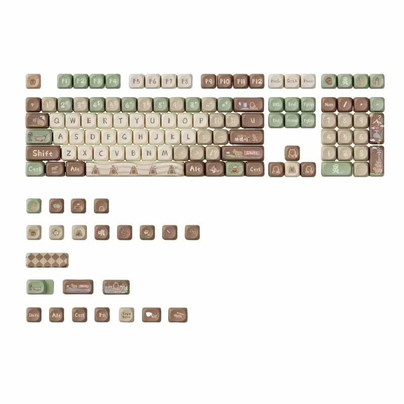 Capybara Anime Keycap Moa Προφίλ Pbt Cute Keycaps 131key Cartoon Artisan Key Caps Point Cap Keyboard Cap Mechanical Keyboard Gamer