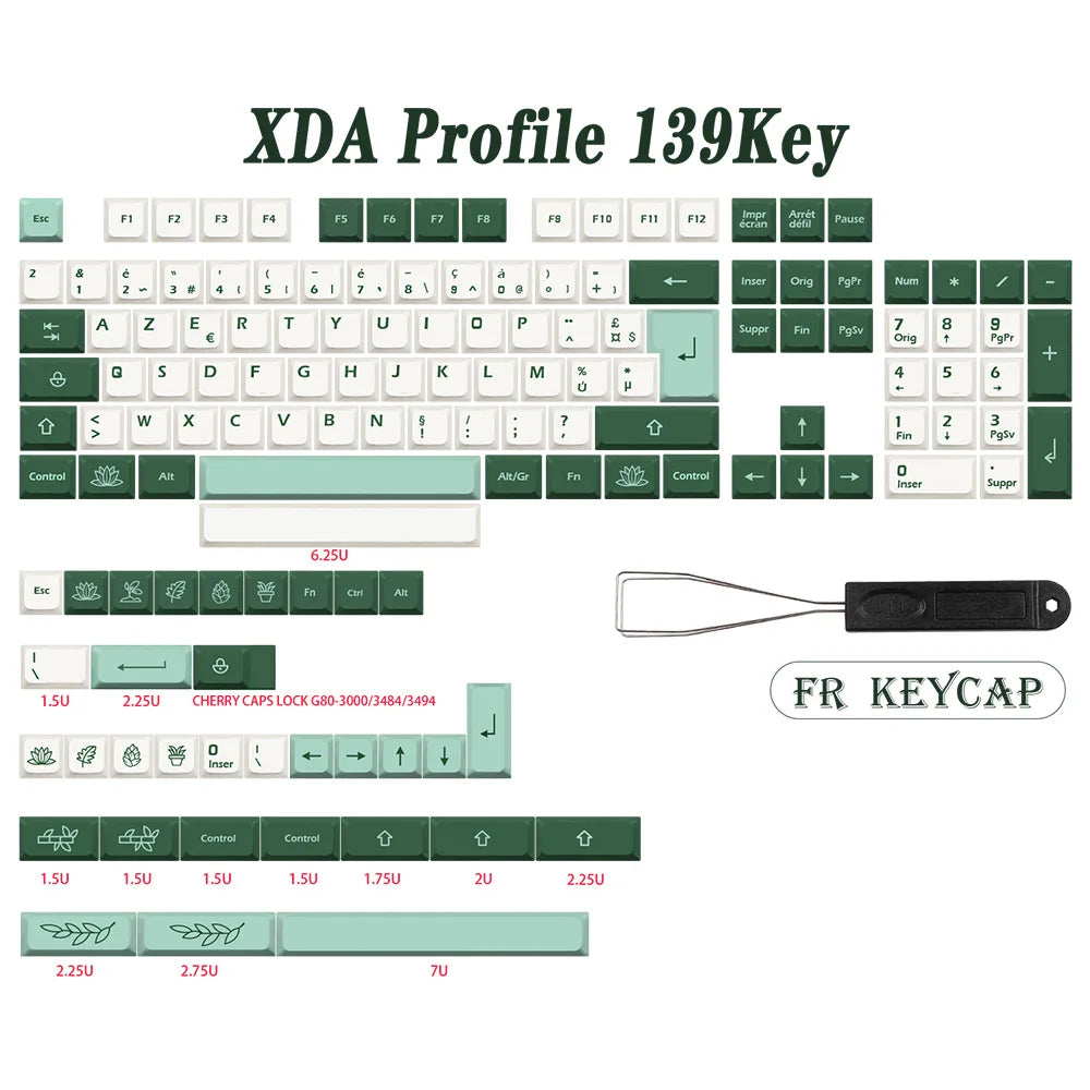 GMK-KEY Thực Vật Keycap PBT XDA Hồ Sơ Đức Pháp Tây Ban Nha ISO Nhuộm Phụ Keycaps Cho TKL GK61 GMMK PRO 7u AZERTY Nắp Bàn Phím