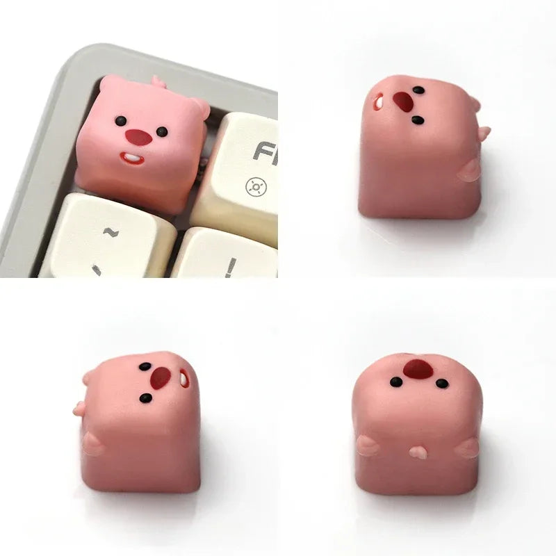 Dễ Thương 3D Hải Ly Keycaps Nhựa Sáng Tạo Nhân Vật Hoạt Hình Cơ Phụ Kiện Kawaii Động Vật Hồng Keycaps Bé Gái