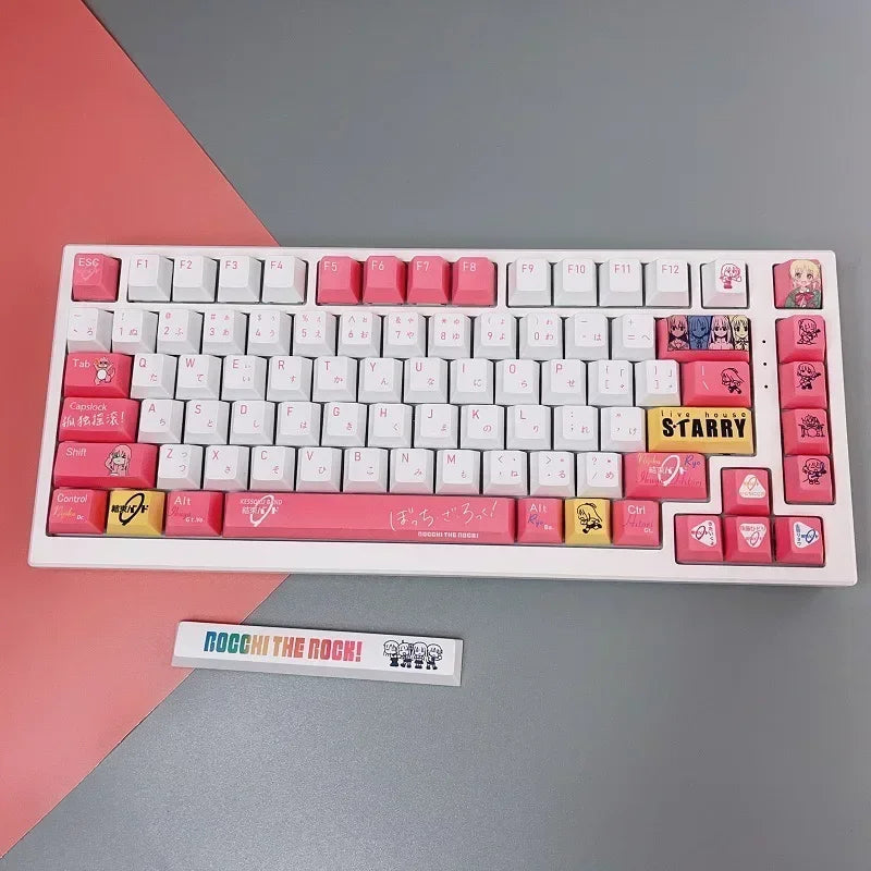 Keycaps Anime Hitori Gotoh 138 touches PBT colorant sous-lit dessin animé jeu touches casquettes BOCCHI THE ROCK rétro-éclairé Keycap pour la disposition ANSI