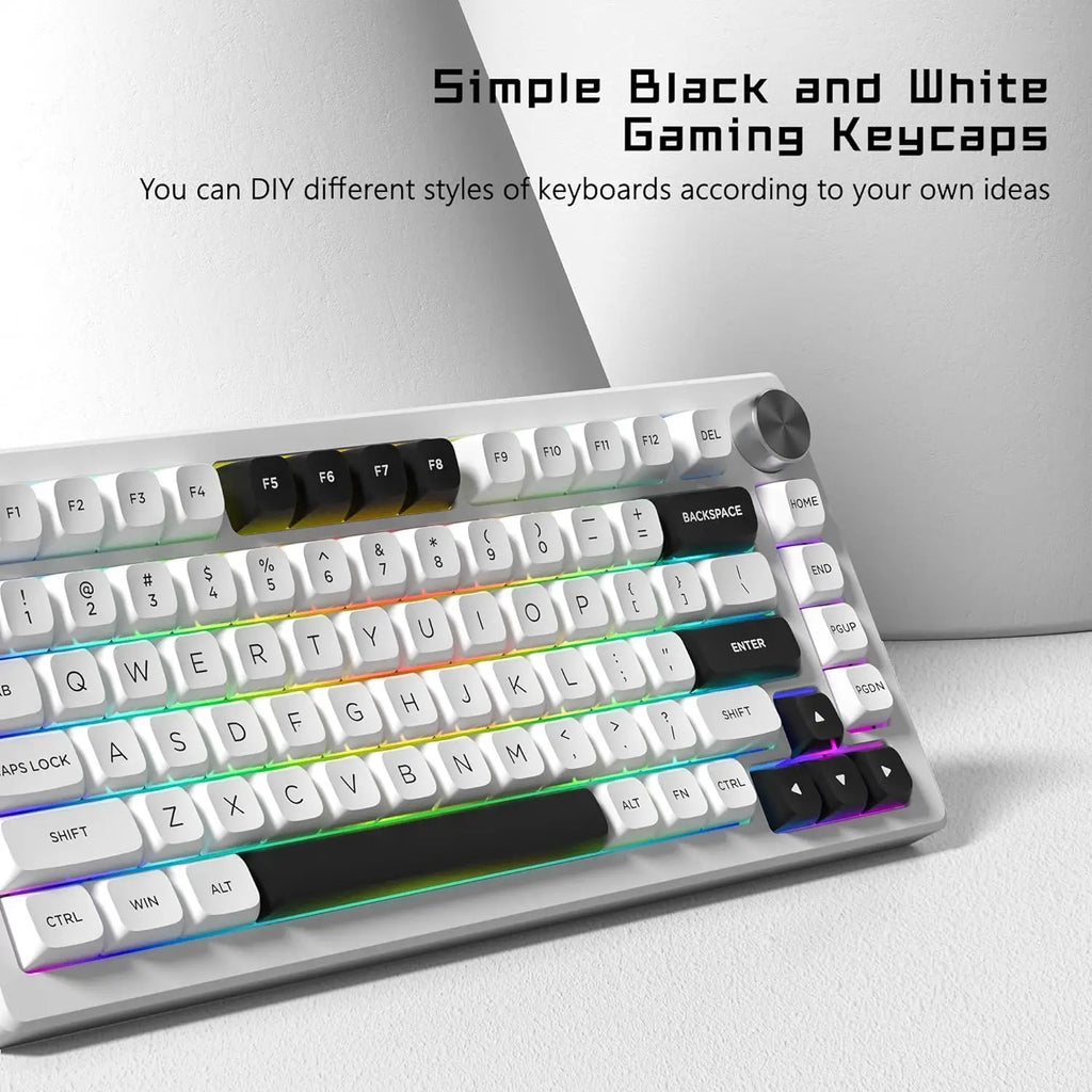 Profilo ISA Copritasti tastiera PBT nero su bianco 189 tasti Copritasti Double Shot per interruttori Gateron Cherry MX Tastiera meccanica