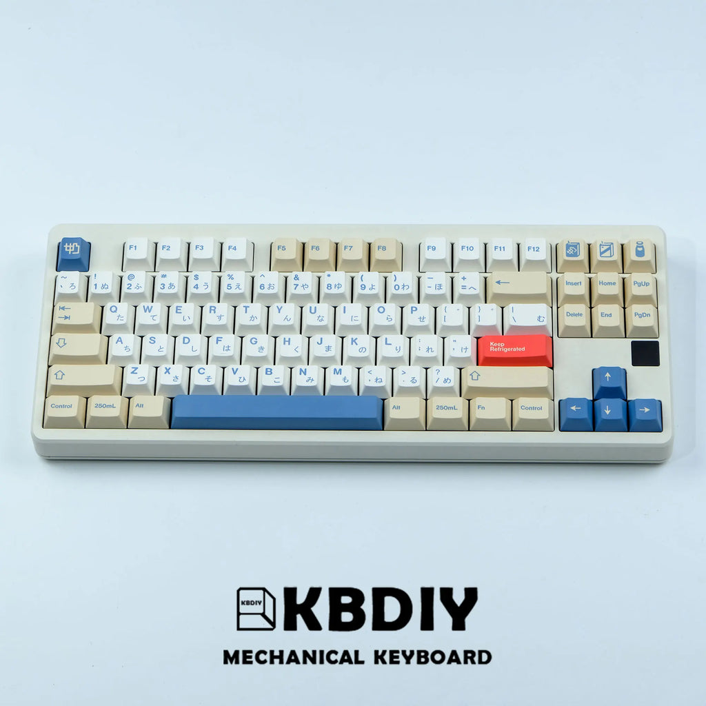 KBDiy GMK Sojamilch-Tastenkappe, 135 Tasten, PBT, japanische, koreanische Tastenkappe, ISO, Eingabe des Cherry-Profils für die mechanische Gaming-Tastatur GMK67 K500