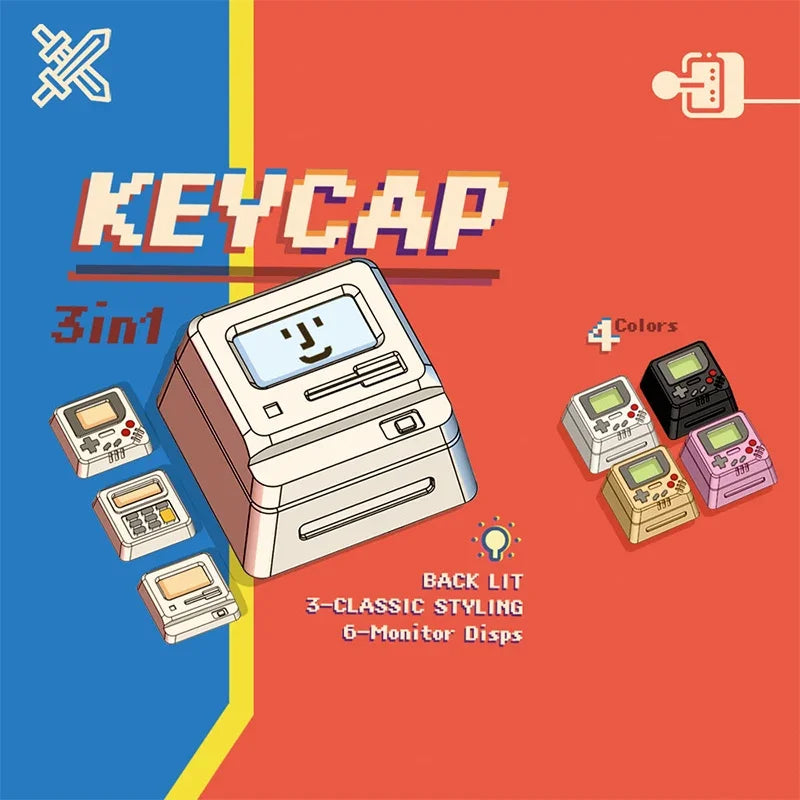 K-04 鍵盤鍵帽 3合1 適用於機械經典復古可愛透明鍵帽套裝可愛按鍵個性鍵帽