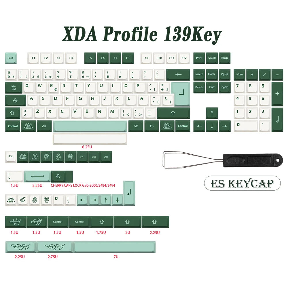GMK-KEY Thực Vật Keycap PBT XDA Hồ Sơ Đức Pháp Tây Ban Nha ISO Nhuộm Phụ Keycaps Cho TKL GK61 GMMK PRO 7u AZERTY Nắp Bàn Phím