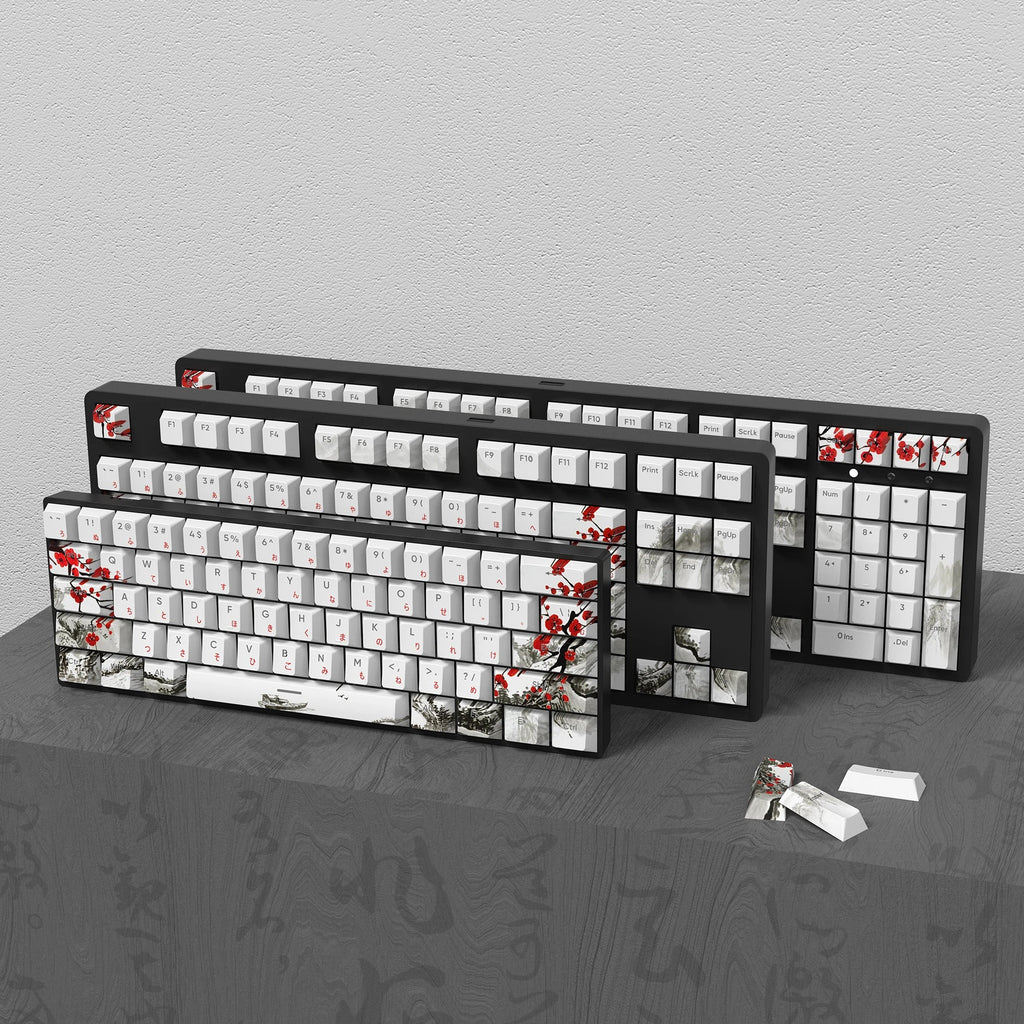 Plum Blossom Double Shot Copritasti PBT Cherry Profile Retroilluminato Keycap per tastiere da gioco meccaniche GMK67/68/75/87/980/104