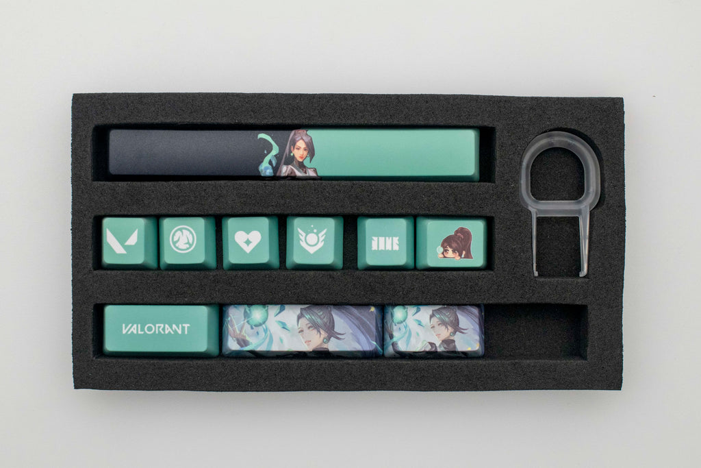 Valorant-Tastenkappen, Salbei, OEM-Profil, 10 Tasten, PBT-Farbstoff-Sub-Tastenkappen