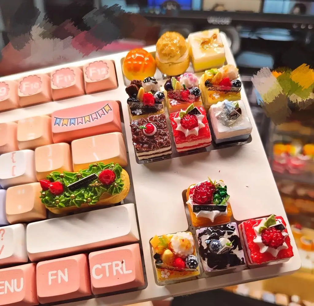 Original Cute Cake Keycap Kawaii Clay Keyboard Caps Custom Handmade Game Artistic Keycaps for Mechanical Keyboard Gift MX Switch
