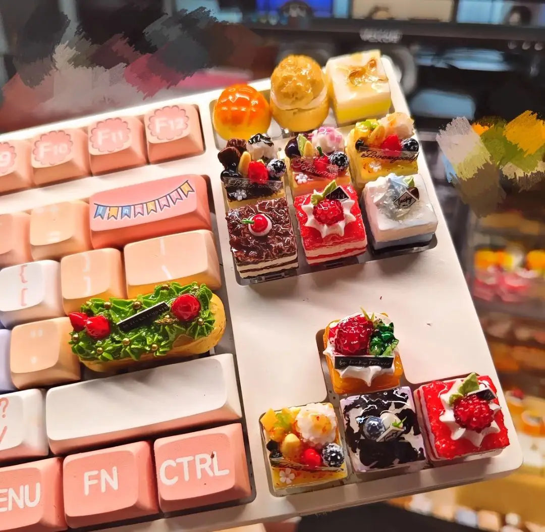 Γνήσιο Cute Cake Keycap Kawaii Πήλινα καλύμματα πληκτρολογίου Προσαρμοσμένο χειροποίητο παιχνίδι Καλλιτεχνικά κλειδιά για μηχανικό πληκτρολόγιο Διακόπτης MX