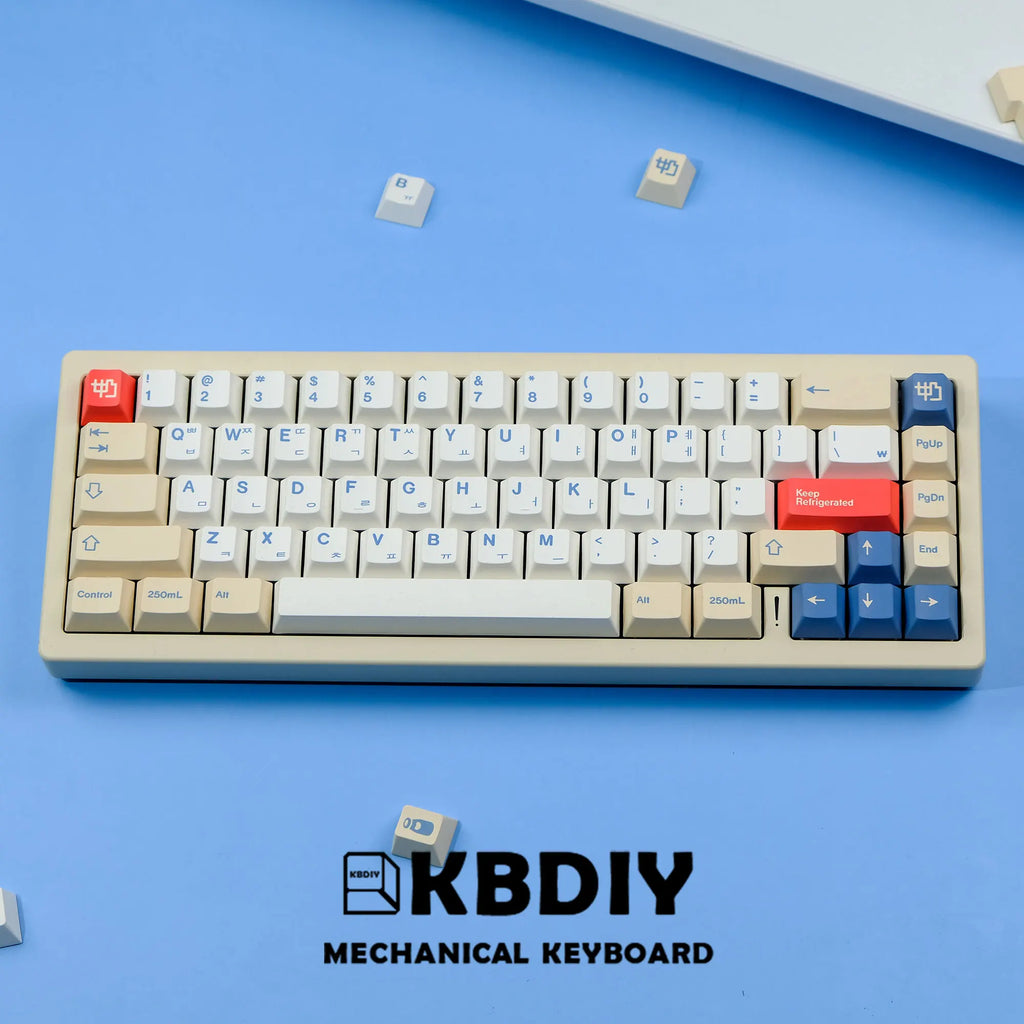 KBDiy GMK Sojamilch-Tastenkappe, 135 Tasten, PBT, japanische, koreanische Tastenkappe, ISO, Eingabe des Cherry-Profils für die mechanische Gaming-Tastatur GMK67 K500