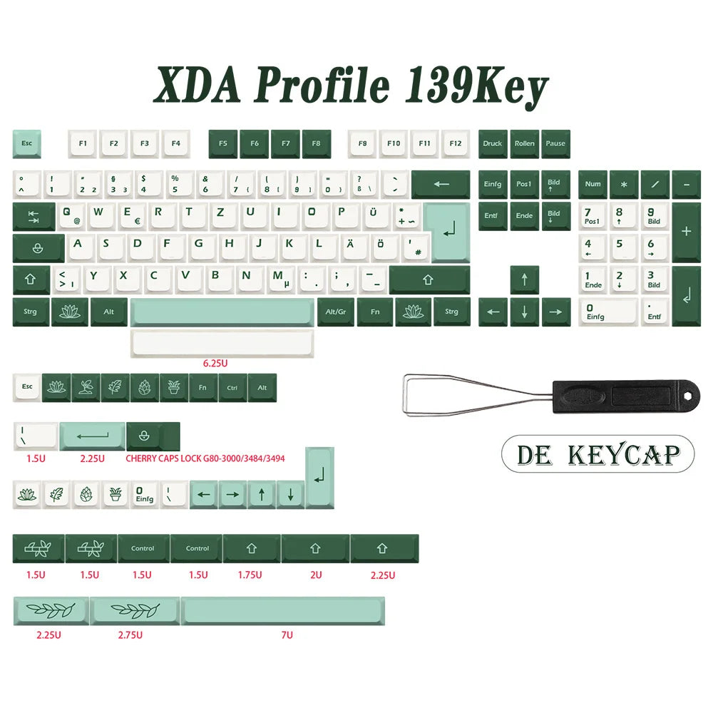 GMK-KEY Thực Vật Keycap PBT XDA Hồ Sơ Đức Pháp Tây Ban Nha ISO Nhuộm Phụ Keycaps Cho TKL GK61 GMMK PRO 7u AZERTY Nắp Bàn Phím