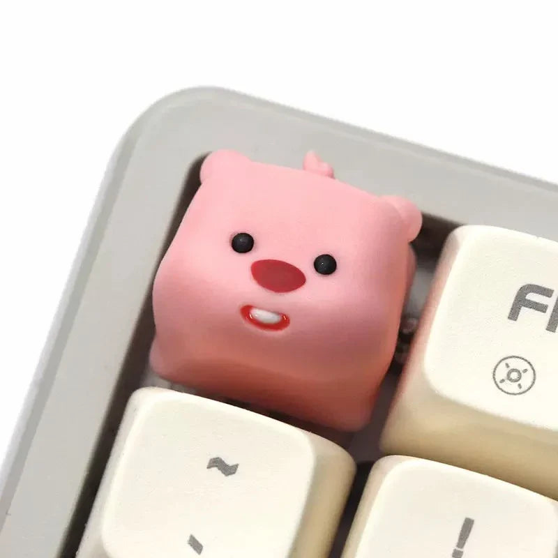 Dễ Thương 3D Hải Ly Keycaps Nhựa Sáng Tạo Nhân Vật Hoạt Hình Cơ Phụ Kiện Kawaii Động Vật Hồng Keycaps Bé Gái