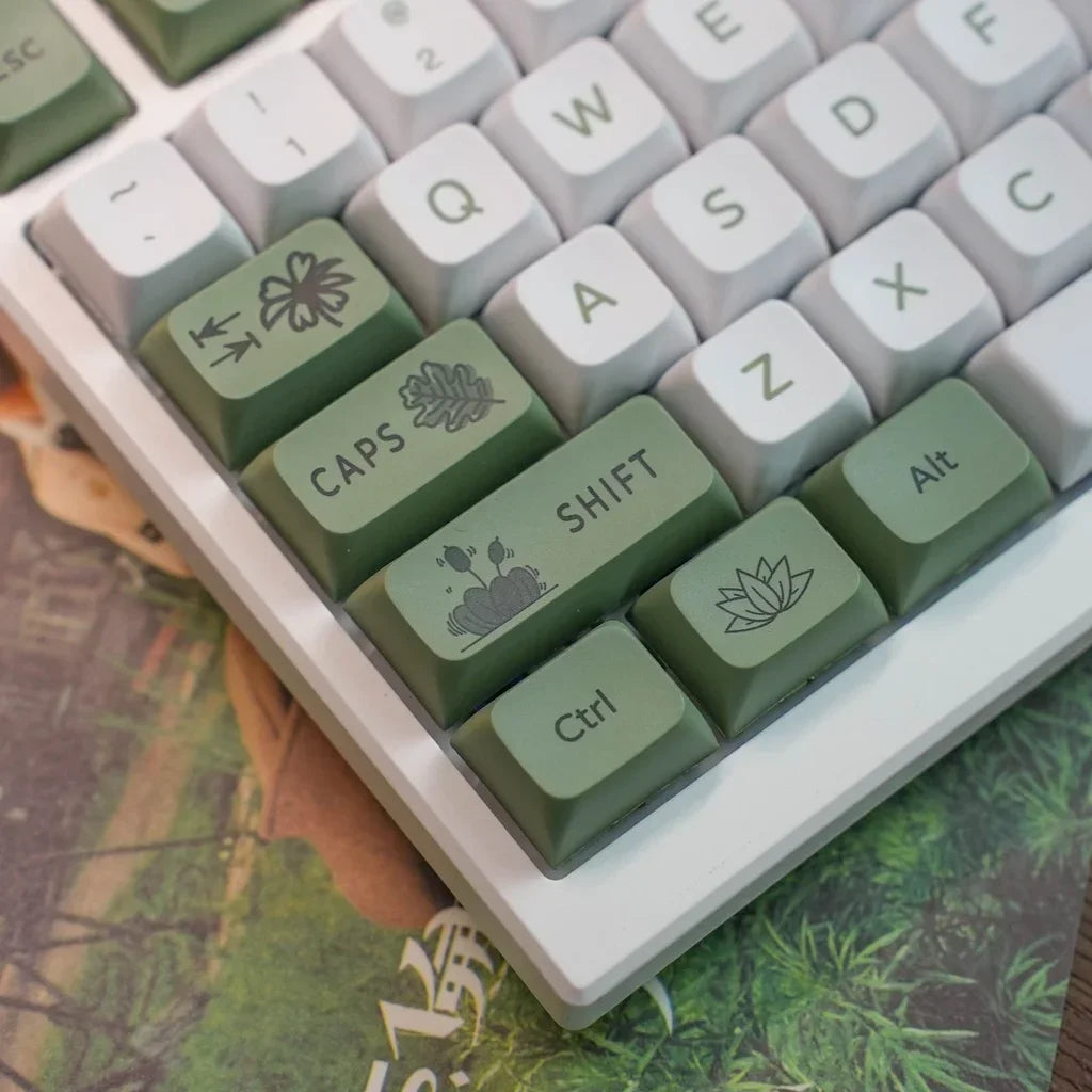 Capuchons de touches de clavier mécanique vert forêt, profil XDA, Sublimation PBT, 125 touches, Style frais, blanc, vert