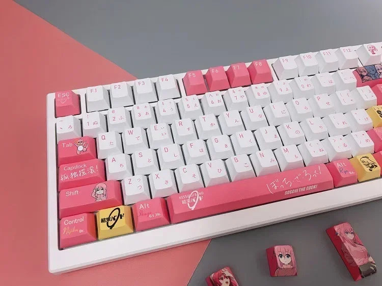 Keycaps Anime Hitori Gotoh 138 touches PBT colorant sous-lit dessin animé jeu touches casquettes BOCCHI THE ROCK rétro-éclairé Keycap pour la disposition ANSI