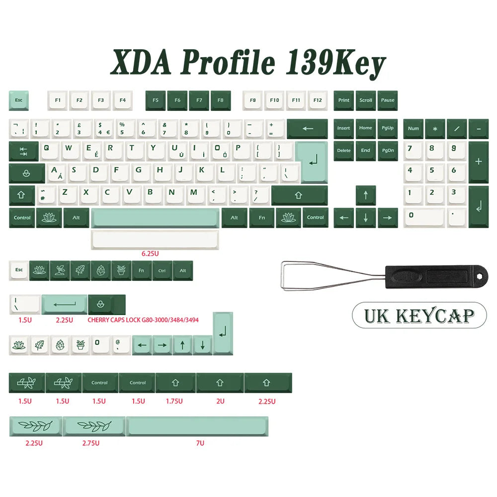 GMK-KEY Thực Vật Keycap PBT XDA Hồ Sơ Đức Pháp Tây Ban Nha ISO Nhuộm Phụ Keycaps Cho TKL GK61 GMMK PRO 7u AZERTY Nắp Bàn Phím