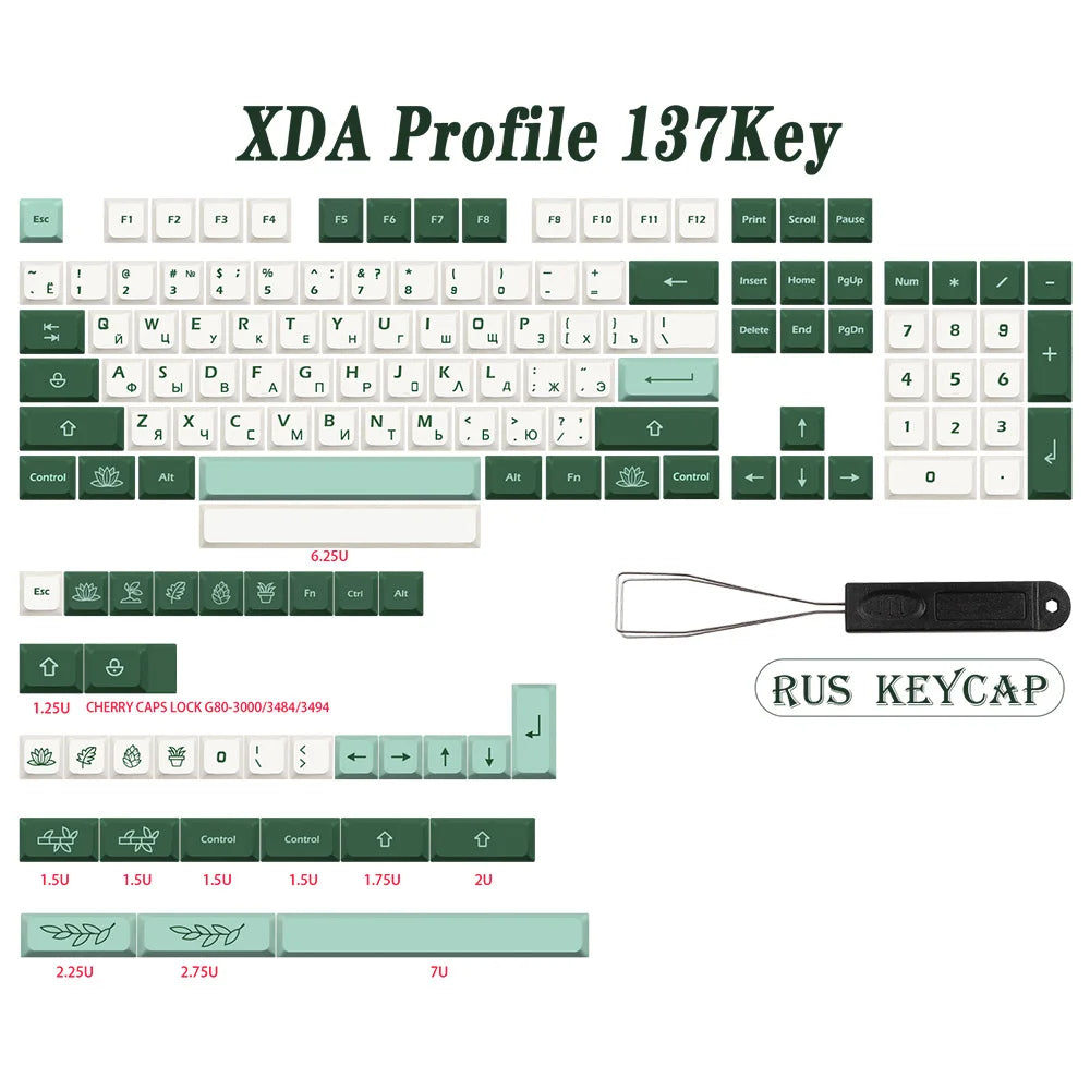 GMK-KEY Thực Vật Keycap PBT XDA Hồ Sơ Đức Pháp Tây Ban Nha ISO Nhuộm Phụ Keycaps Cho TKL GK61 GMMK PRO 7u AZERTY Nắp Bàn Phím
