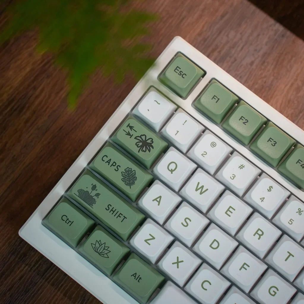 Capuchons de touches de clavier mécanique vert forêt, profil XDA, Sublimation PBT, 125 touches, Style frais, blanc, vert