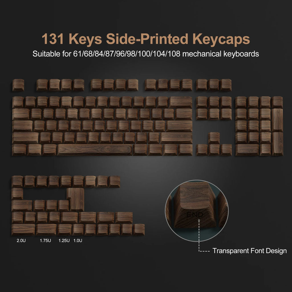 136 tasti Patten in legno Stampa laterale retroilluminata 5 lati Dye-Sub PBT Keycap RGB Cherry Profilo per tastiera meccanica Cherry MX Gamer