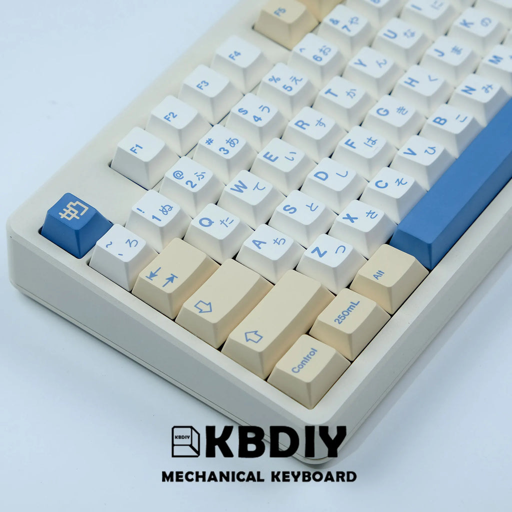 KBDiy GMK Sojamilch-Tastenkappe, 135 Tasten, PBT, japanische, koreanische Tastenkappe, ISO, Eingabe des Cherry-Profils für die mechanische Gaming-Tastatur GMK67 K500