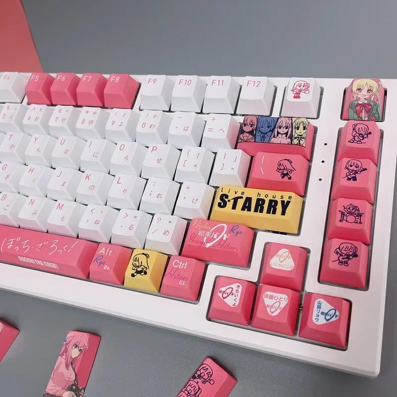 Keycaps Anime Hitori Gotoh 138 touches PBT colorant sous-lit dessin animé jeu touches casquettes BOCCHI THE ROCK rétro-éclairé Keycap pour la disposition ANSI
