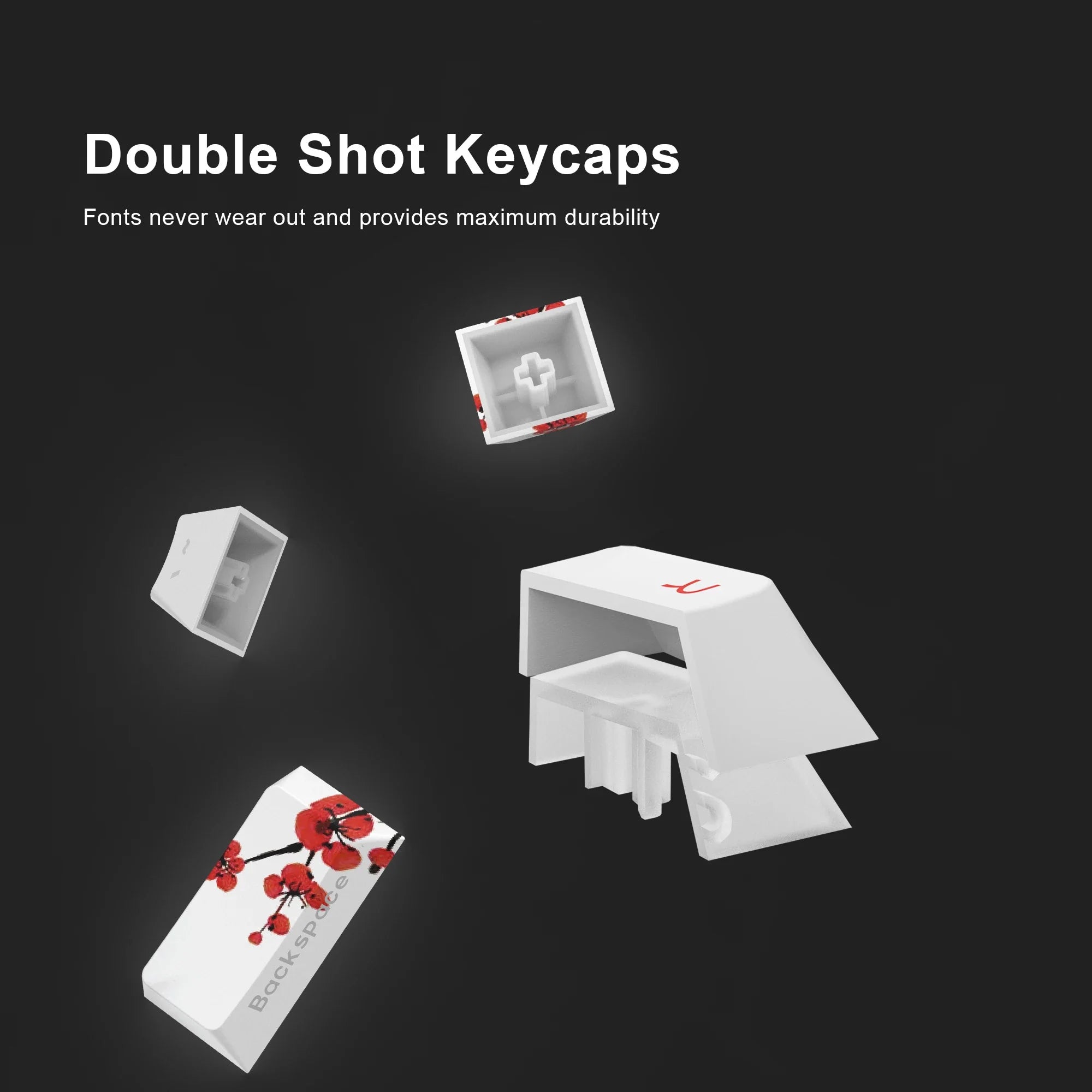 Capuchons de touches de clavier de jeu mécanique en PBT, Double injection, profil Cherry, rétroéclairé, pour GMK67/68/75/87/980/104, fleur de prunier